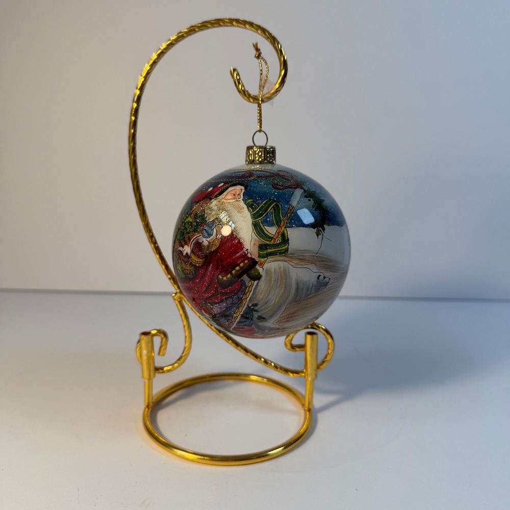 Peggy Abrams FIGI Inside Art Santa Glass Ornament Limited Edition 1552/2500